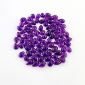 64.70 Carat African Amethyst 7x5mm Smooth Pear Shape A Grade Cabochons Parcel - Total 87 Pcs.