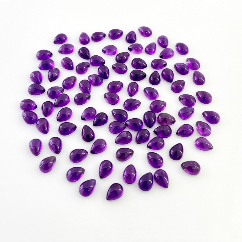64.70 Carat African Amethyst 7x5mm Smooth Pear Shape A Grade Cabochons Parcel - Total 87 Pcs.