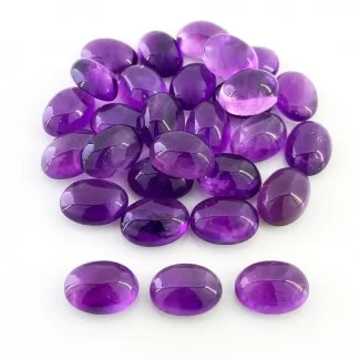 African Amethyst Smooth Oval Shape A Grade Cabochon Parcel - 14x10mm - 29 Pc. - 189 Cts.