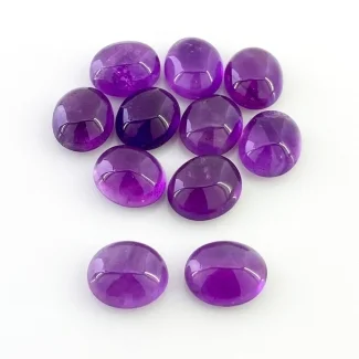 52.30 Cts. African Amethyst 12x10mm Smooth Oval Shape A Grade Cabochons Parcel - Total 11 Pcs.