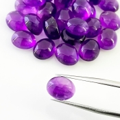 87.50 Cts. African Amethyst 10X8mm Smooth Oval Shape A Grade Cabochons Parcel - Total 28 Pcs.