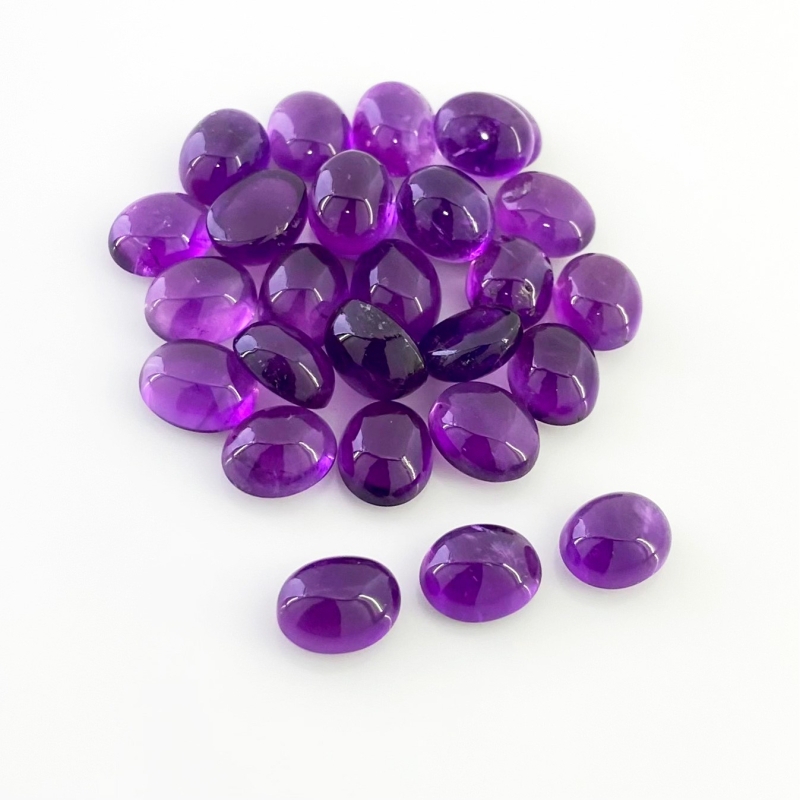 87.50 Cts. African Amethyst 10X8mm Smooth Oval Shape A Grade Cabochons Parcel - Total 28 Pcs.