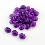 87.50 Cts. African Amethyst 10X8mm Smooth Oval Shape A Grade Cabochons Parcel - Total 28 Pcs.