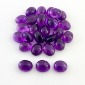 87.50 Cts. African Amethyst 10X8mm Smooth Oval Shape A Grade Cabochons Parcel - Total 28 Pcs.