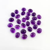 87.50 Cts. African Amethyst 10X8mm Smooth Oval Shape A Grade Cabochons Parcel - Total 28 Pcs.