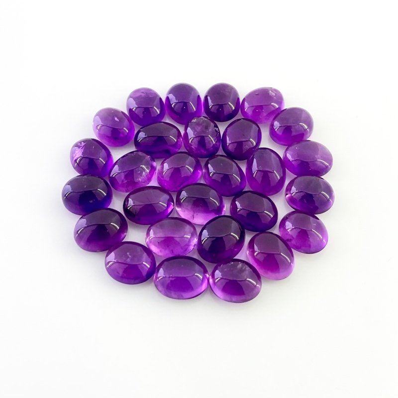 87.50 Cts. African Amethyst 10X8mm Smooth Oval Shape A Grade Cabochons Parcel - Total 28 Pcs.