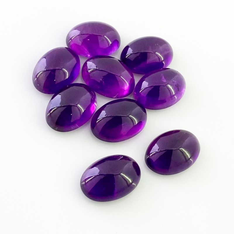55.85 Carat African Amethyst 14x10mm Smooth Oval Shape A Grade Cabochons Parcel - Total 9 Pcs.