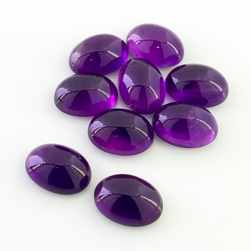 55.85 Carat African Amethyst 14x10mm Smooth Oval Shape A Grade Cabochons Parcel - Total 9 Pcs.