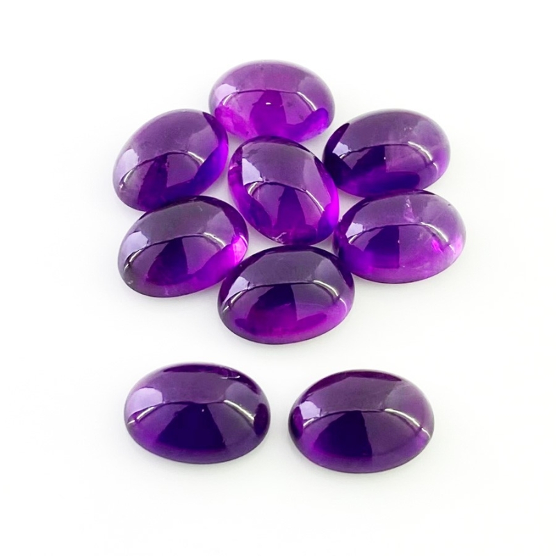 55.85 Carat African Amethyst 14x10mm Smooth Oval Shape A Grade Cabochons Parcel - Total 9 Pcs.