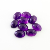 55.85 Carat African Amethyst 14x10mm Smooth Oval Shape A Grade Cabochons Parcel - Total 9 Pcs.