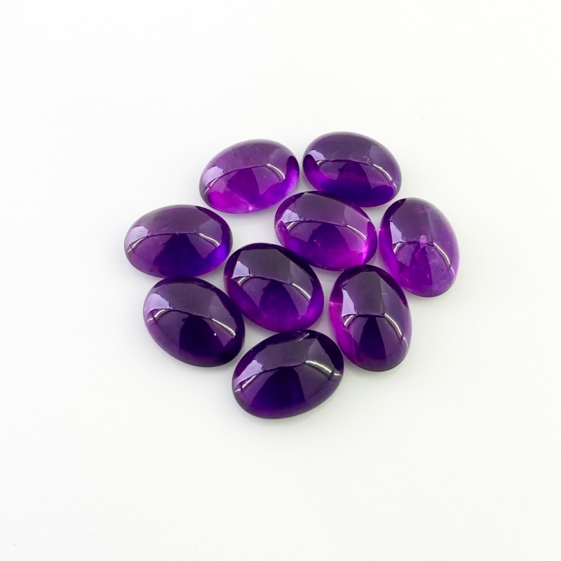 55.85 Carat African Amethyst 14x10mm Smooth Oval Shape A Grade Cabochons Parcel - Total 9 Pcs.