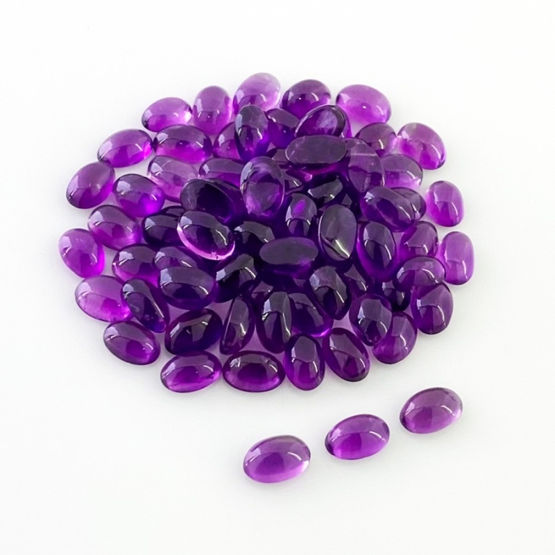 36.30 Carat African Amethyst 6x4mm Smooth Oval Shape A Grade Cabochons Parcel - Total 75 Pcs.