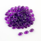 36.30 Carat African Amethyst 6x4mm Smooth Oval Shape A Grade Cabochons Parcel - Total 75 Pcs.