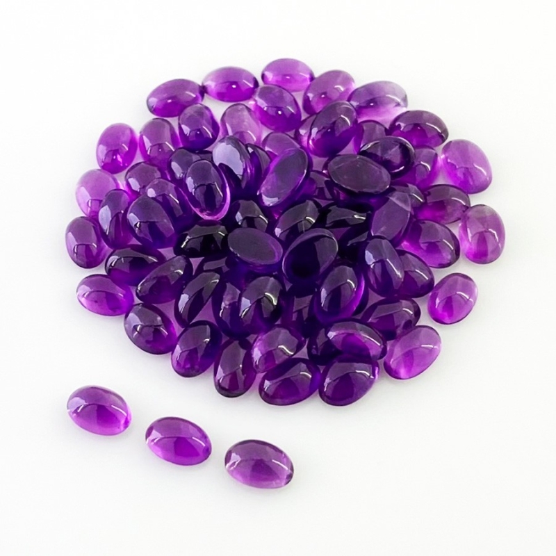 36.30 Carat African Amethyst 6x4mm Smooth Oval Shape A Grade Cabochons Parcel - Total 75 Pcs.