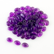 36.30 Carat African Amethyst 6x4mm Smooth Oval Shape A Grade Cabochons Parcel - Total 75 Pcs.