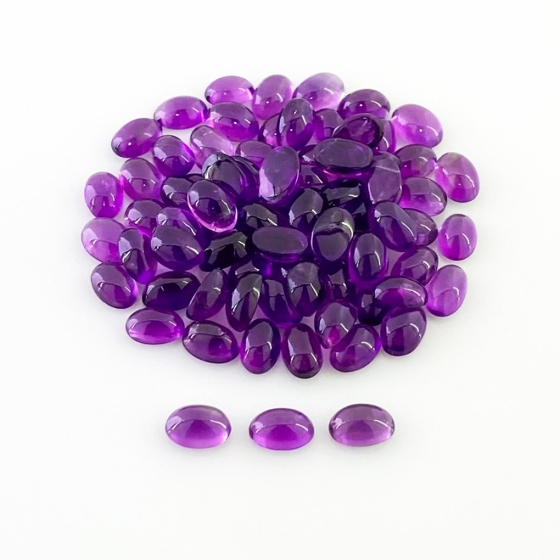 36.30 Carat African Amethyst 6x4mm Smooth Oval Shape A Grade Cabochons Parcel - Total 75 Pcs.