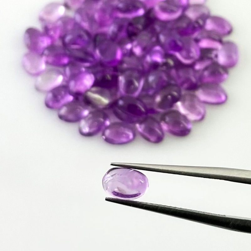 38.05 Carat African Amethyst 6x4mm Smooth Oval Shape A Grade Cabochons Parcel - Total 78 Pcs.