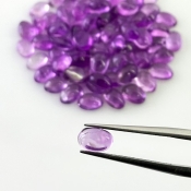 38.05 Carat African Amethyst 6x4mm Smooth Oval Shape A Grade Cabochons Parcel - Total 78 Pcs.