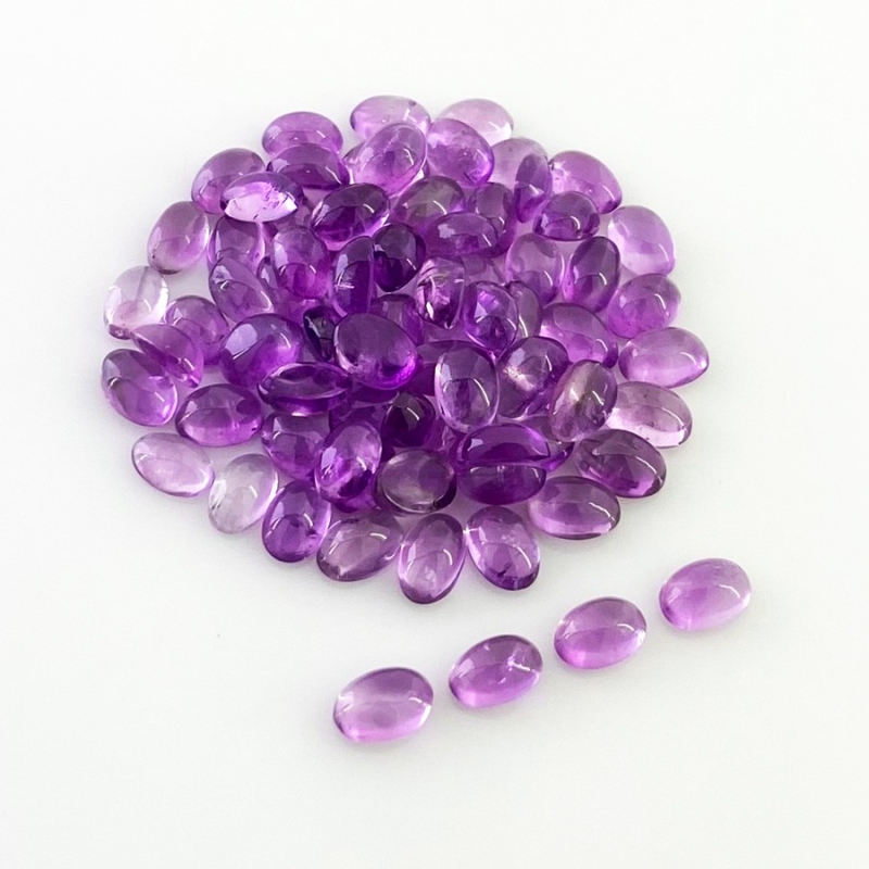 38.05 Carat African Amethyst 6x4mm Smooth Oval Shape A Grade Cabochons Parcel - Total 78 Pcs.
