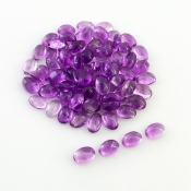 38.05 Carat African Amethyst 6x4mm Smooth Oval Shape A Grade Cabochons Parcel - Total 78 Pcs.
