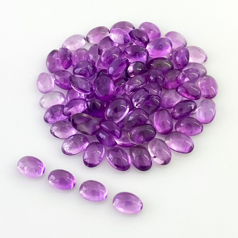 38.05 Carat African Amethyst 6x4mm Smooth Oval Shape A Grade Cabochons Parcel - Total 78 Pcs.