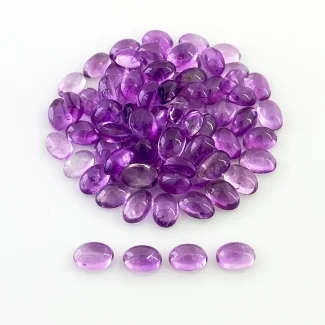 38.05 Carat African Amethyst 6x4mm Smooth Oval Shape A Grade Cabochons Parcel - Total 78 Pcs.