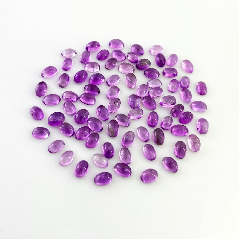 38.05 Carat African Amethyst 6x4mm Smooth Oval Shape A Grade Cabochons Parcel - Total 78 Pcs.