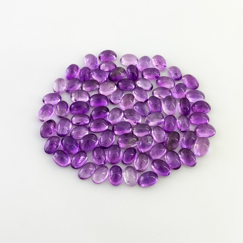38.05 Carat African Amethyst 6x4mm Smooth Oval Shape A Grade Cabochons Parcel - Total 78 Pcs.