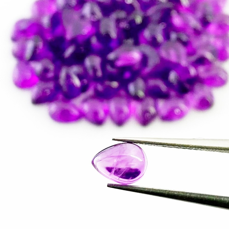 65 Carat African Amethyst 7x5mm Smooth Pear Shape A Grade Cabochons Parcel - Total 88 Pcs.