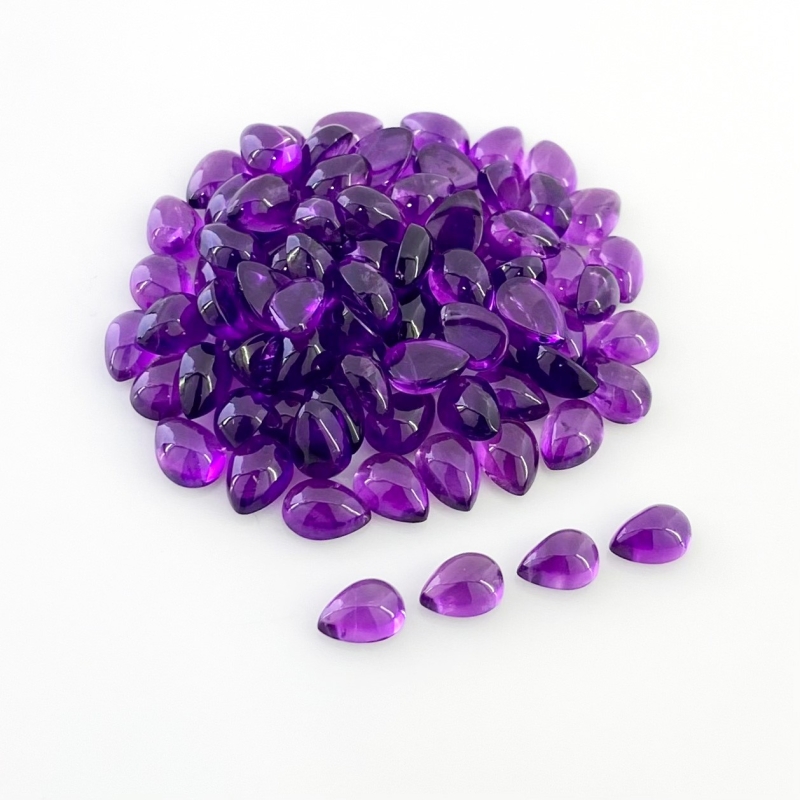 65 Carat African Amethyst 7x5mm Smooth Pear Shape A Grade Cabochons Parcel - Total 88 Pcs.
