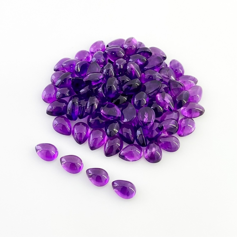 65 Carat African Amethyst 7x5mm Smooth Pear Shape A Grade Cabochons Parcel - Total 88 Pcs.