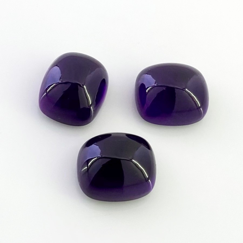 33.55 Carat African Amethyst 14x12mm Smooth Cushion Shape A Grade Cabochons Parcel - Total 3 Pcs.