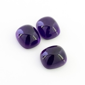 33.55 Carat African Amethyst 14x12mm Smooth Cushion Shape A Grade Cabochons Parcel - Total 3 Pcs.