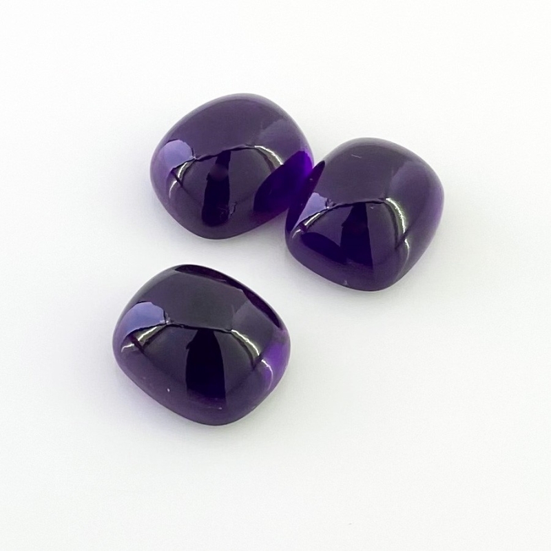 33.55 Carat African Amethyst 14x12mm Smooth Cushion Shape A Grade Cabochons Parcel - Total 3 Pcs.