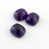 33.55 Carat African Amethyst 14x12mm Smooth Cushion Shape A Grade Cabochons Parcel - Total 3 Pcs.