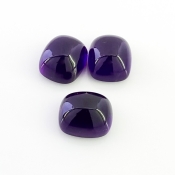 33.55 Carat African Amethyst 14x12mm Smooth Cushion Shape A Grade Cabochons Parcel - Total 3 Pcs.