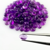 39 Carat African Amethyst 5x3-5x4mm Smooth Oval Shape A Grade Cabochons Parcel - Total 126 Pcs.