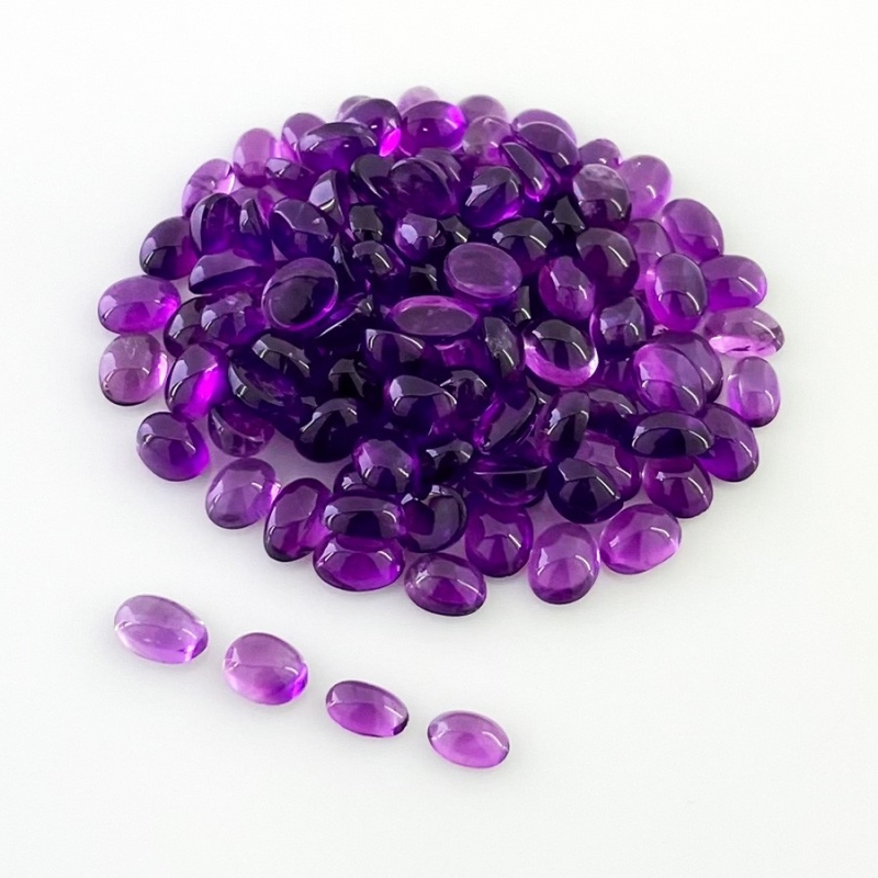 39 Carat African Amethyst 5x3-5x4mm Smooth Oval Shape A Grade Cabochons Parcel - Total 126 Pcs.