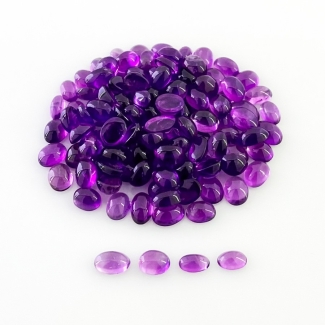 39 Carat African Amethyst 5x3-5x4mm Smooth Oval Shape A Grade Cabochons Parcel - Total 126 Pcs.