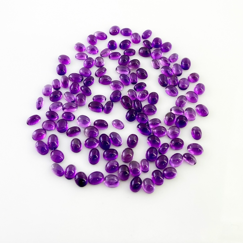 39 Carat African Amethyst 5x3-5x4mm Smooth Oval Shape A Grade Cabochons Parcel - Total 126 Pcs.