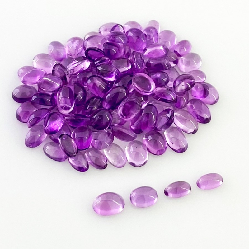 26.10 Carat African Amethyst 5x3-5x4mm Smooth Oval Shape A Grade Cabochons Parcel - Total 96 Pcs.