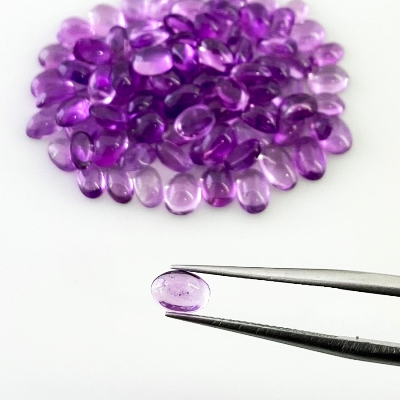 26.10 Carat African Amethyst 5x3-5x4mm Smooth Oval Shape A Grade Cabochons Parcel - Total 96 Pcs.