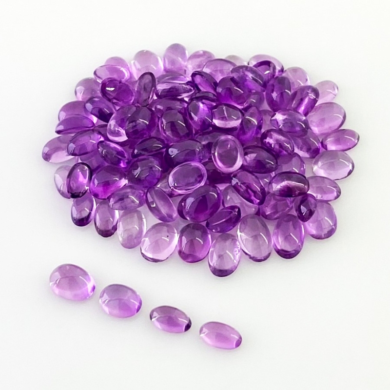 26.10 Carat African Amethyst 5x3-5x4mm Smooth Oval Shape A Grade Cabochons Parcel - Total 96 Pcs.