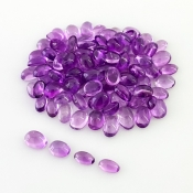 26.10 Carat African Amethyst 5x3-5x4mm Smooth Oval Shape A Grade Cabochons Parcel - Total 96 Pcs.