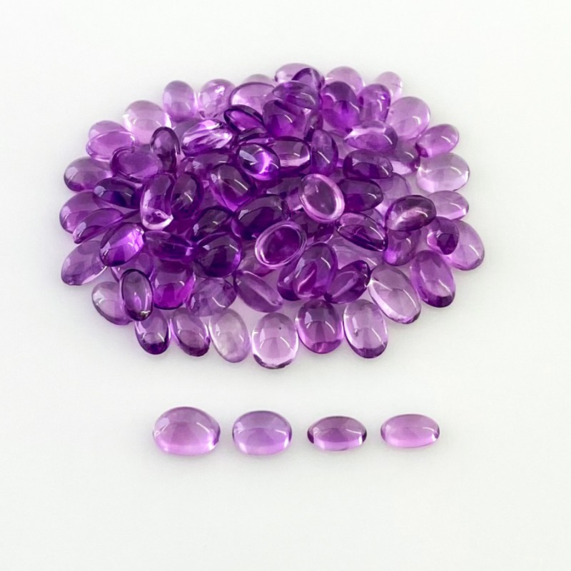 26.10 Carat African Amethyst 5x3-5x4mm Smooth Oval Shape A Grade Cabochons Parcel - Total 96 Pcs.