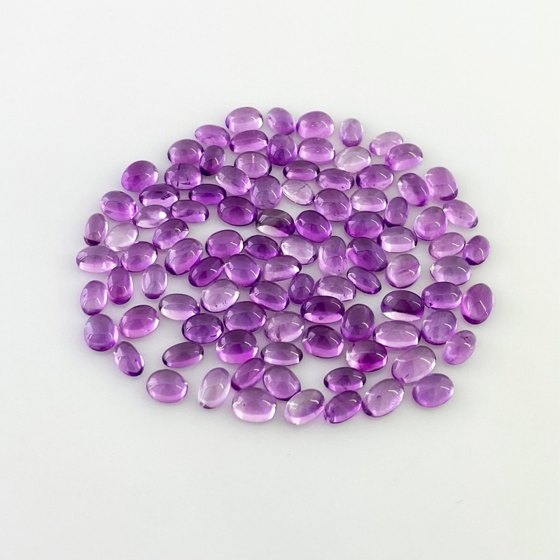 26.10 Carat African Amethyst 5x3-5x4mm Smooth Oval Shape A Grade Cabochons Parcel - Total 96 Pcs.