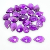 53.40 Carat African Amethyst 12x8mm Checkerboard Pear Shape A Grade Cabochons Parcel - Total 25 Pcs.