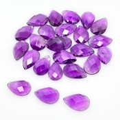 53.40 Carat African Amethyst 12x8mm Checkerboard Pear Shape A Grade Cabochons Parcel - Total 25 Pcs.