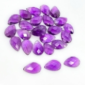 53.40 Carat African Amethyst 12x8mm Checkerboard Pear Shape A Grade Cabochons Parcel - Total 25 Pcs.