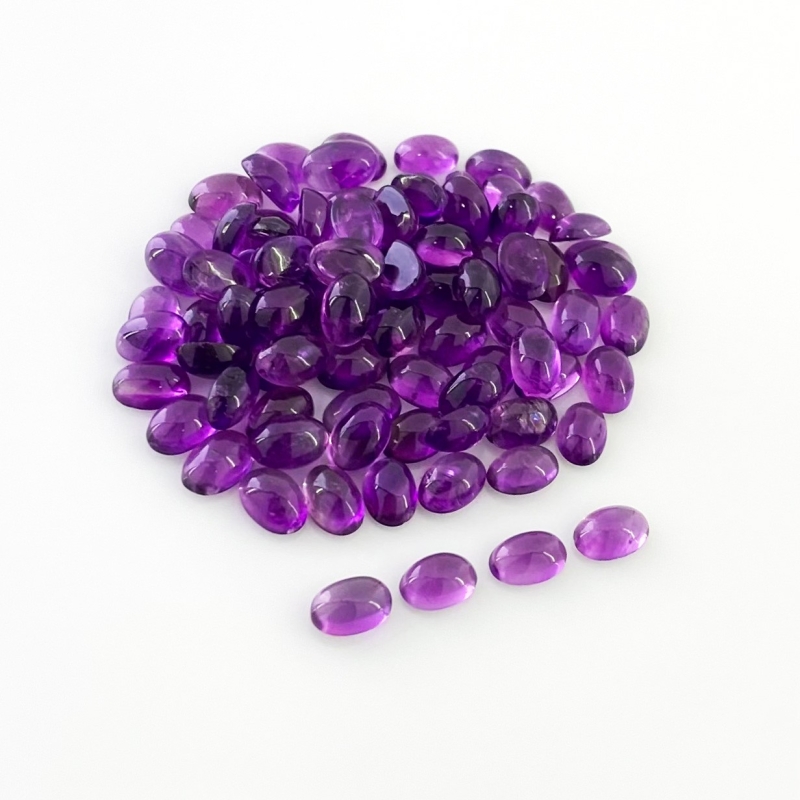 39.90 Carat African Amethyst 6x4mm Smooth Oval Shape A Grade Cabochons Parcel - Total 85 Pcs.